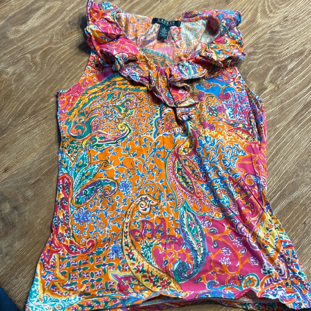 Ralph Lauren Lauren women ruffle top size S